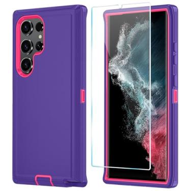 Imagem de ONOLA Capa de telefone para Samsung Galaxy S22 Ultra com protetor de tela HD, resistente, à prova de choque e à prova de quedas, capa de telefone de 3 camadas para Galaxy S22 Ultra de 6,8 polegadas