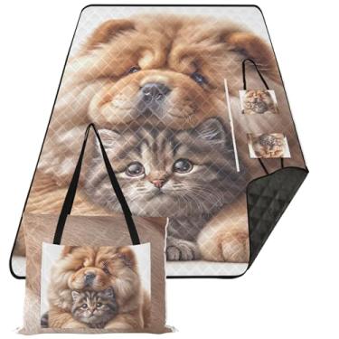 Imagem de TSENQUE Chow Chow Cobertor de praia para cachorro gato gatinho impermeável à prova de areia tapete grande cobertor de piquenique estampa fofa cobertores de acampamento para grama 299,7 cm x 203,2 cm