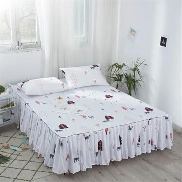 Imagem de Capa de cama plissada Fashion Home com saia de cama, tamanho Queen, resistente ao desbotamento, macia, para cama de solteiro e casal, 2 unidades, Queen 152x203x40cm