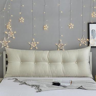 Imagem de BAGASI Almofada triangular para cabeceira de cama, almofada de leitura, almofada de leitura, almofada grande para encosto com capa removível, bege, 100 x 60 cm