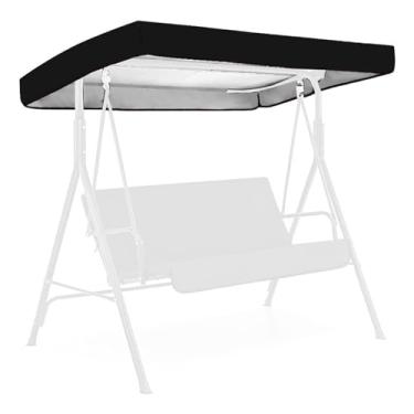 Imagem de CYTJHMD Capa superior de balanço para pátio, cobertura de substituição para assento de balanço 3 lugares, capa de rede de jardim, à prova d'água, capa de teto para cadeira giratória, preta, 213 x 122