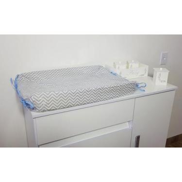 Imagem de Trocador De Cômoda Anatômico Americano Plastificado Chevron Azul - Pol