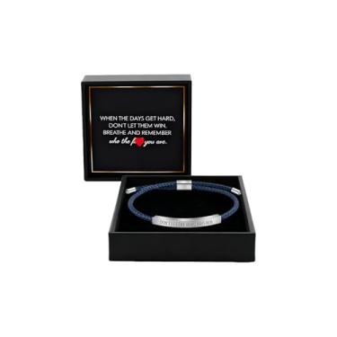 Imagem de sunglnl Pulseira de tubo motivacional Dont Let The Hard Days Win, cartão de presente, feito à mão, ajustável, de aço inoxidável para minha filha, filho, melhor amigo, para mulheres e homens, joias