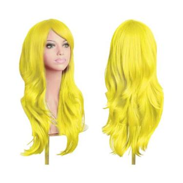 Imagem de Peruca Sintética Longa Ondulada Rosa Roxa De 70cm Para Mulheres Fantas