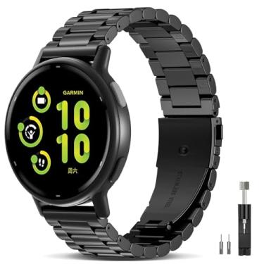 Imagem de EverAct Pulseira de substituição de aço inoxidável de liberação rápida de 20 mm compatível com Garmin Forerunner 165/Forerunner 55/245/645/570-42 mm para Vivoactive 6/5/3/3 Music/Venu Sq 2