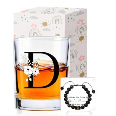 Imagem de Conjunto de copos de uísque monograma para presentes com pulseira, padrinhos exclusivos de Natal, aniversário, festa de casamento, para homens, ele, pai, marido, irmão (D)