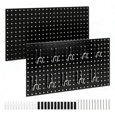 Imagem de DEWEL Peg Board, conjunto de painel organizador de ferramentas de 58,4 cm x 30,5 cm (2 peças preto)