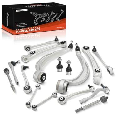 Imagem de A-Premium Conjunto de 16, braço de controle inferior superior dianteiro, extremidade de haste de direção externa interna, junta esférica inferior, link de barra oscilante, compatível com Audi A4 2009