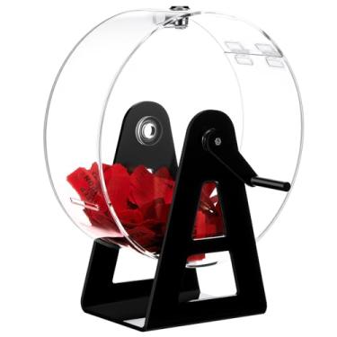 Imagem de Leinuosen Tambor de sorteio de acrílico de 30,5 x 12,5 x 25,4 cm, caixa giratória transparente para sorteio, bolas (roda gigante, preta)