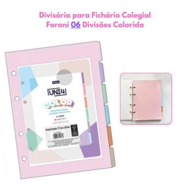 Imagem de Divisória para Fichário Colegial Foroni 06 Divisões Colorida