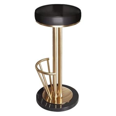 Imagem de Banqueta de bar dourada de aço inoxidável de microfibra de couro para bar cadeira alta de restaurante com pedal, cadeiras de design ergonômico