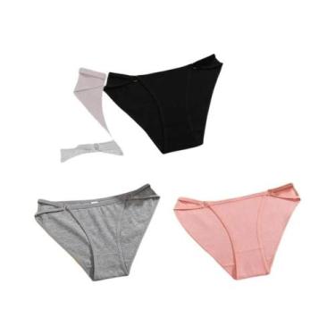 Imagem de Calcinhas De Algodão Listradas Femininas 3PCS Sexy Respirável Confortá