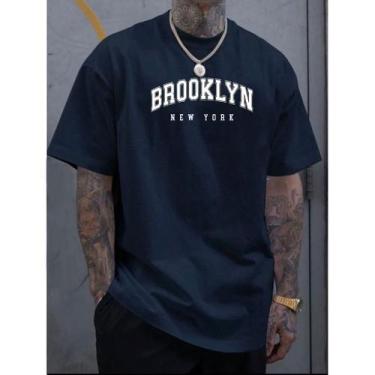 Imagem de Camiseta Masculina BROOKLYN 100% Algodão malha 30.1, Azul marinho, G