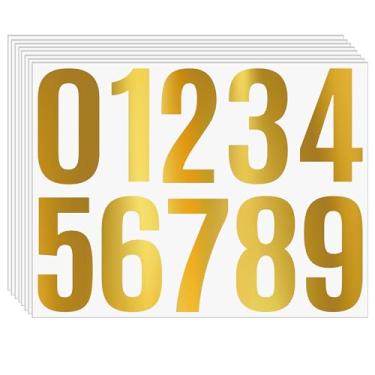 Imagem de 8 folhas de adesivos com números de 10 a 9 cm – números autoadesivos de vinil à prova d'água para endereço de caixa de correio, placas de porta de casa, etiquetas de sala de aula, caixas de