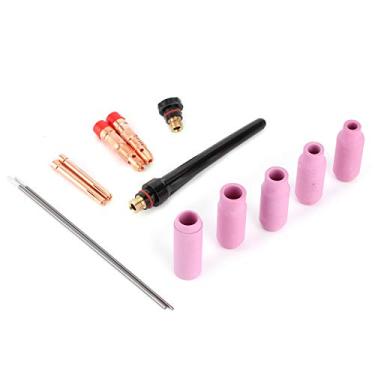 Imagem de KIMISS Conjunto de Bico de Soldagem de 13 Unidades para Tocha 17/18/26 - Lente de Gás TIG, Pontas de Cerâmica e Agulha de Tungstênio