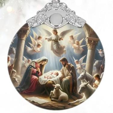 Imagem de Presentes cristãos, enfeites de Natal de presépio - presentes religiosos para crianças, presentes cristãos para mulheres, fé, decoração cristã de Natal - enfeite de vitral para decoração de árvore de