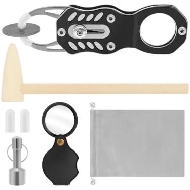 Imagem de Kit de teste de pinger de trocas de bolso, ferramenta portátil de teste de ressonância com martelo e lupa para colecionadores. (A)