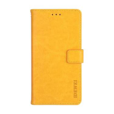 Imagem de Capa para Samsung Galaxy J2 Pro 2018,PU Couro magnético Flip telefone case compatível com Samsung Galaxy J2 Pro 2018 Capa,Design de carteira com furo para cartão -Yellow