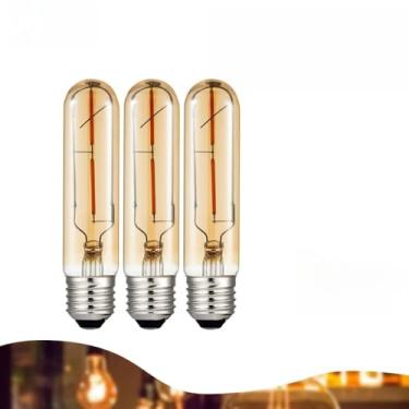 Imagem de Lâmpada LED retrô com filamento E27 de dupla voltagem 2200K ST64 G80 T45 T125 T185 2W 4W Lâmpada decorativa (Modelos T125 | Kit 3)