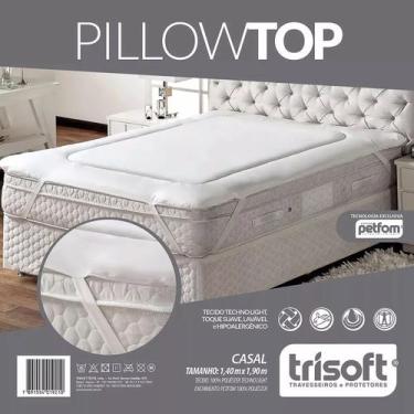 Imagem de Pillow top protetor colchão casal box 1,40x1,90 conforto toque suave m