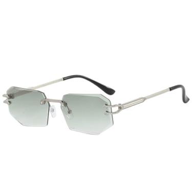 Imagem de Óculos de Sol Pequenos e Gradientes Sem Aro, Unissex, com Proteção UV400, Ideais para Esportes ao Ar Livre, Corrida e Ciclismo, Prata e Verde