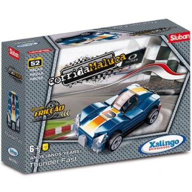 Imagem de Blocos de Montar Corrida Maluca Carrinho Thunder Fast 52 Pçs - Xalingo