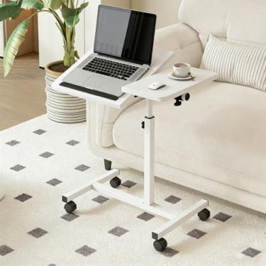 Imagem de Mesa ajustável dobrável, mesa de notebook lateral com ajuste de altura (Branco-AB Flip)