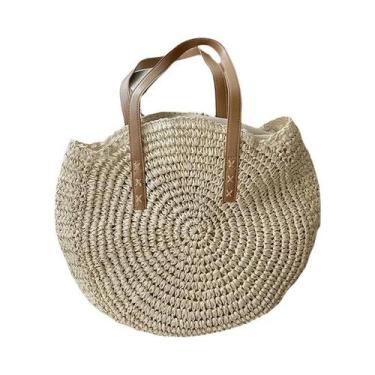 Imagem de Bolsa De Ombro De Palha Grande Para O Verão Para Mulheres, Feita À Mão