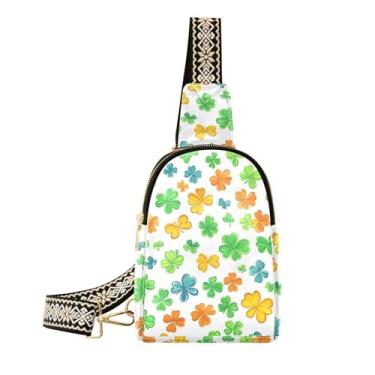 Imagem de CEBUGI Bolsa tiracolo feminina St.patricks Day Clover pequena bolsa tiracolo de couro para trilhas, viagens ao ar livre