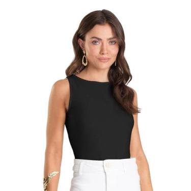 Imagem de Body Feminino Canelado Dianna Preto, P, Preto