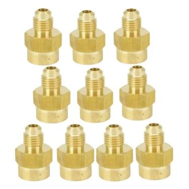 Imagem de 10 peças SAE rosca 7/40.6 cm-20UNF ajuste tubo OD 1/10.2 cm x 1/10.2 cm NPT fêmea latão SAE 45 graus adaptador de encaixe de tubulação