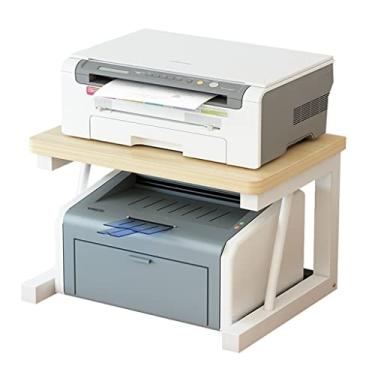 Imagem de URGDWEKJY Suporte de impressora rack de armazenamento rack de impressora de mesa de madeira escritório anfitrião casa rack multifuncional atualização de impressora, 2 prateleiras suporte de impressora