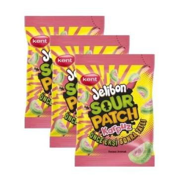 Imagem de kit 3 Bala Azedinha Sour Patch kids WATERMELLON Melancia 80g