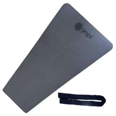 Imagem de Tapete de Yoga, Preto, TPE Ecológico, 183 x 61 x 0,6 cm, Texturizado, Impermeável, Resistente ao Suor, com Alça de Transporte, Grande, 6mm de espessura, Ioga, Pilates, Yopi