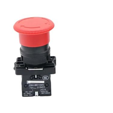 Imagem de 10 peças vermelho ZB2-ES442 ZB2-ES542 1NC 2NC 1NO/1NC interruptor rotativo de parada de emergência botão de bloqueio 22 mm botão de cabeça de cogumelo (ZB2-ES542 1NC)