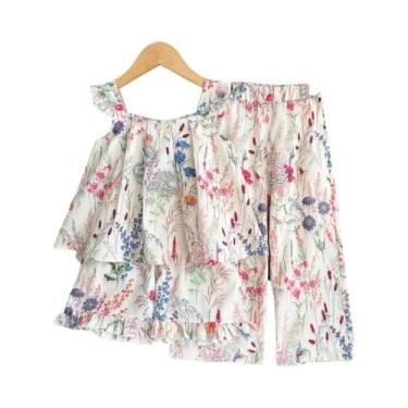 Imagem de Conjunto Infantil De Verão Roupas Para Meninas Com Estampa Coreana Cam