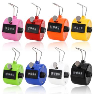 Imagem de Tebery Contador portátil de contagem de 4 dígitos, contador de palmas mecânicas, contador/arremessadores de números de cores variadas, contador de pontuações/crochê para treinamento, tricô, pessoas,