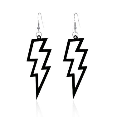 Imagem de Anmpab Brincos de neon dos anos 80 para o Dia das Bruxas Relâmpago Retrô Acrílico Pingente de Gota para Mulheres 80 Festas de Halloween, Acrílico, Sem pedra preciosa