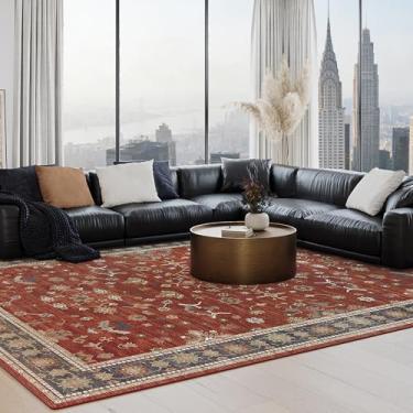 Imagem de Tapetes Boho laváveis para quarto, tapete vermelho para sala de estar, tapete de Natal de lã sintética macia para crianças, sala de jogos, dormitório, berçário, sala de jantar, escritório, casa