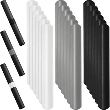 Imagem de Syhood 18 peças de suporte de rolo de papel de embrulho, faixas de PVC de 2,5 x 23,5 cm para armazenamento doméstico, ferramenta de embrulho (preto, cinza, branco)