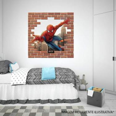 Imagem de Adesivo De Parede Tijolo Falso Homem Aranha - Lojinha Da Luc Adesivos