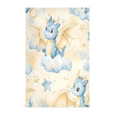 Imagem de xigua Conjunto de 1 panos de prato de cozinha de dragões fofos em aquarela, toalhas de cozinha macias e altamente absorventes de secagem rápida para limpeza de pratos e limpeza à mão, 71 x 45 cm