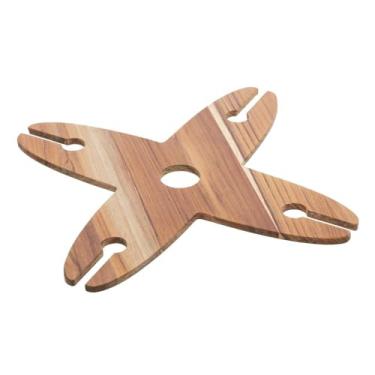 Imagem de Suporte para 4 Taças de Madeira Teca 23cm x 23cm x 1cm - Wolff Craft