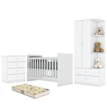 Imagem de Dormitório Infantil Labirinto com Guarda Roupa, Cômoda, Berço Branco B