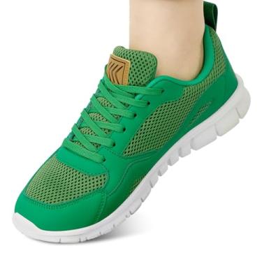 Imagem de Ecetana Tênis feminino para caminhada, tênis confortável, leve, respirável, casual, antiderrapante para o trabalho diário, Verde, 34