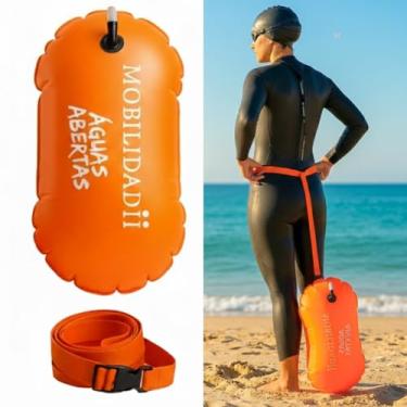 Imagem de Bóia de natação para águas abertas, nadadores e triatletas – luz de alta visibilidade e flutuação visível para treinamento seguro e corrida (Laranja)