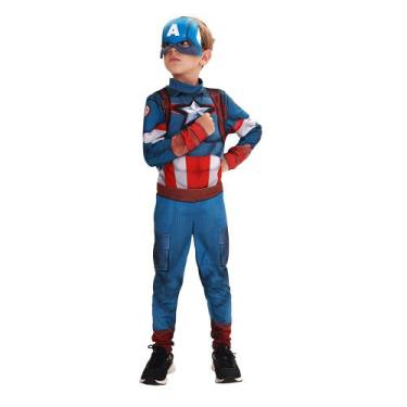 Imagem de Fantasia Infantil Premium Marvel Capitão América com Mascara Roupa Man