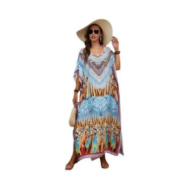 Imagem de Vestido Kaftan Maxi plus Size Para Mulheres, Saída De Praia, Roupa De 