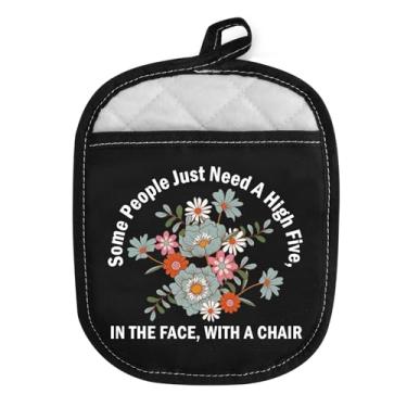 Imagem de CMNIM Luvas de forno engraçadas suportes de panela presentes para mulheres decoração de cozinha sarcástica resistente almofada quente suprimentos de cozinha (26016 algumas pessoas P)