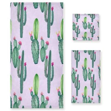 Imagem de xigua Conjunto de toalhas de banheiro de cacto aquarela absorvente macio 3 peças toalha de banho toalha de mão toalhas decorativas para banheiro, academia, hotel, praia, piscina
